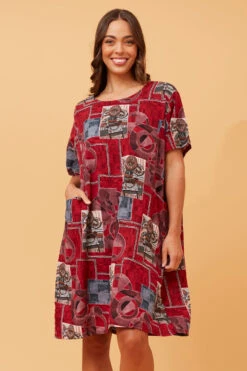 VINE ABSTRACT PRINT SHIFT DRESS