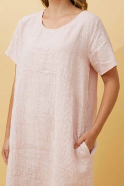 PRIANNA STRIPE LINEN SHORT DRESS -Female Clothing Store fca2879ead12749b88754d7e8d85ff14