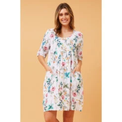 PISA FLORAL LINEN DRESS -Female Clothing Store fd5d2ec40f48385cd3380c9e4a58b3de