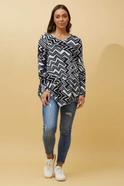 BOBBI ZIG ZAG PRINT DOUBLE LAYERED TOP 17 BOBBI ZIG ZAG PRINT DOUBLE LAYERED TOP -Female Clothing Store ff913fa3b13e03b7a7aa082045a6ca80